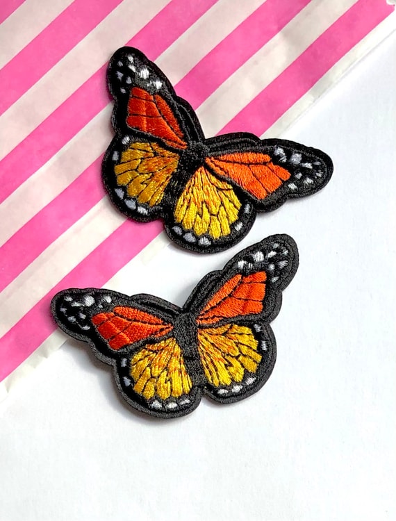 Monarch Butterfly Patch Iron-On Embroidered Colorful Insect Emblem Applique