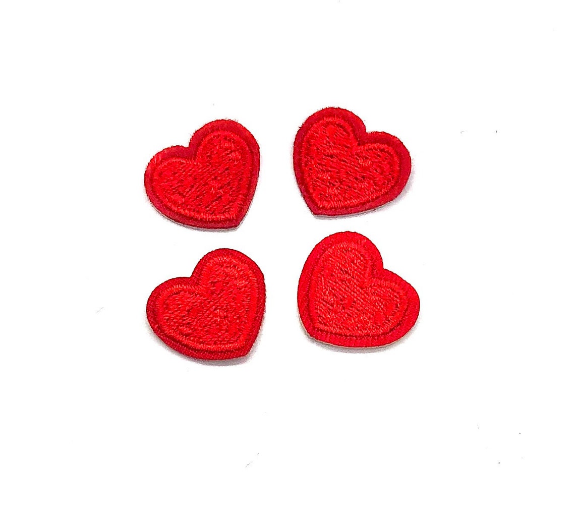 Mini Red Heart Patches X 5 Iron on Embroidered Heart Patch Etsy UK