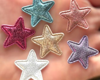 Metallic Star Fabric Appliques, Padded Craft Embellishments (25mm)