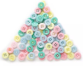 Pastel mixed round buttons, 13mm acrylic