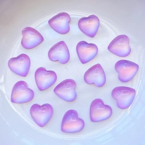 Heart embellishments, lilac opalescent 10mm hearts, flat back resin heart cabochons, wedding cabochon, valentines heart, set of 20