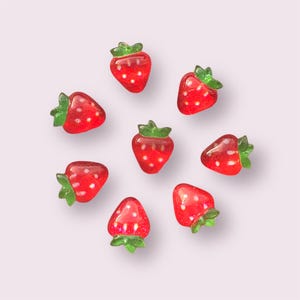Mini embellissements en résine avec fraise, cabochons de fraise de 11 mm, fraise en résine à dos plat, embellissements de fruits, fournitures de bricolage, 20 pièces
