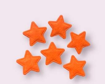 Star fabric felt appliqués, orange padded fabric 18mm