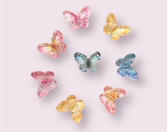 Butterfly resin embellishments, 10mm mixed pastel colour butterfly cabochons, flat back butterfly, craft cabochon, craft supplies, set of 20