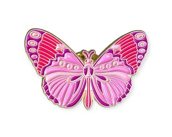 Butterfly pink enamel pin badge