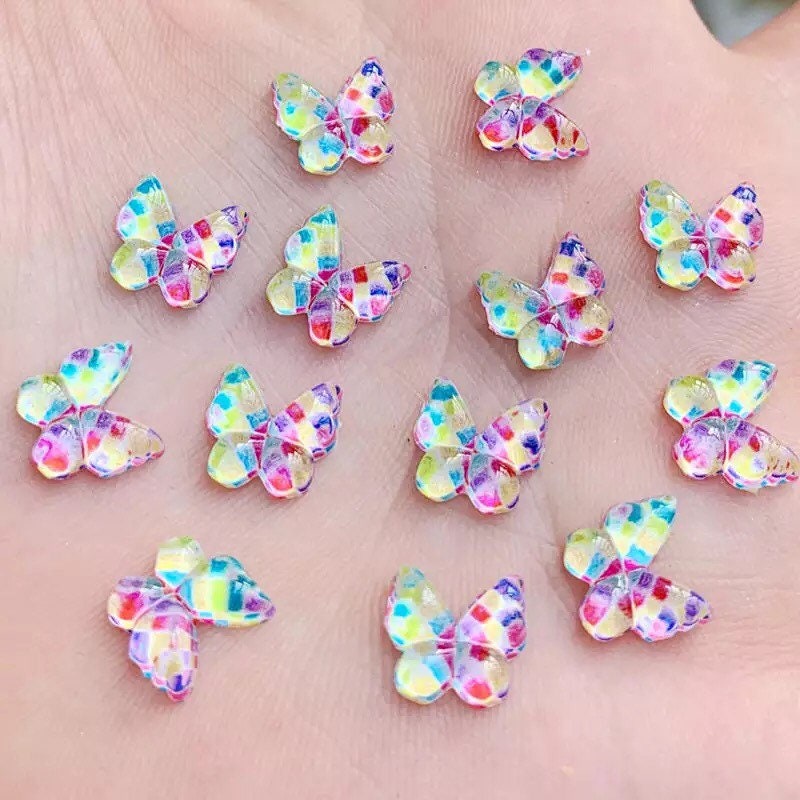 Butterfly resin embellishments 10mm butterfly cabochon mixed | Etsy