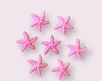 Starfish cabochons, pink rhinestone effect starfish embellishments, flat back cabochons, sea theme cabochon, pink set of 20