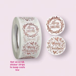 Autocollants créatifs de Noël, étiquettes joyeux Noël métalliques rondes bronze de 25 mm, scellés d'enveloppes, fournitures d'emballage, autocollants de commande, autocollant 1"
