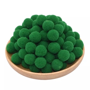 Pom Poms, deep green mini pom poms, 9mm craft embellishments, kids crafts supplies, set of 100