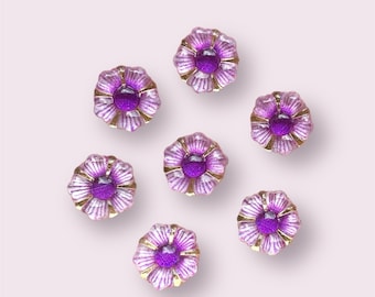 Flower embellishments, purple 12mm flat back resin flower, floral craft cabochon, craft supplies, stick on flowers, set of 20