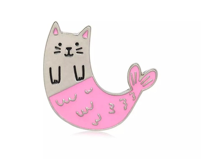 Featured listing image: Mermaid cat enamel pin badge