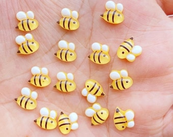 Bee resin cabochons, mini yellow bee embellishments, flat back bee, animal craft cabochons, bee embellishments, set of 20