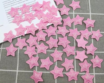 Star fabric pink glitter appliqués, padded fabric 25mm