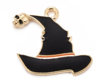 Witches hat enamel charms, 22mm