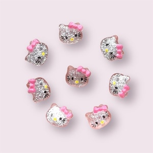 Embellissements en résine de chaton, cabochons artisanaux chat argentés de 10 mm, chat en résine transparente à dos plat, cabochon animal mignon, lot de 20