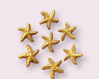 Starfish cabochons, gold rhinestone effect starfish embellishments, flat back cabochons, sea theme cabochon, gold set of 20