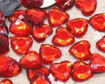 Red heart embellishments, 10mm hearts