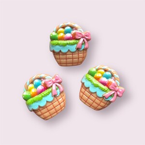 Cabochons en résine pour panier de Pâques, embellissements de Pâques 23 mm, oeuf de Pâques en résine à dos plat, fournitures de bricolage de Pâques, cabochon de Pâques, lot de 5