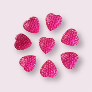 Cabochons coeurs en résine rose, embellissements de coeurs de 12 mm, coeur en résine à dos plat, cabochons artisanaux, lot de 20
