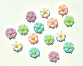Flower cabochons, spring mix 11mm