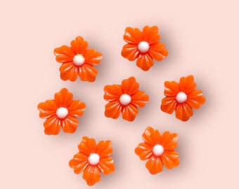 Orange flower cabochon, 12mm resin flower