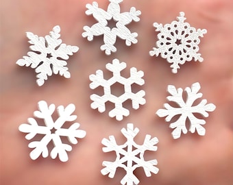 White wooden 2cm snowflake embellishment, Christmas wooden embellishments,