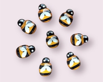 Bee resin cabochons, 13mm warm yellow bee embellishments, flat back bee, animal craft cabochons, craft supplies, stick on bee, set of 20