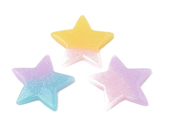 star pastel two tone cabochons, 37mm, set of 6
