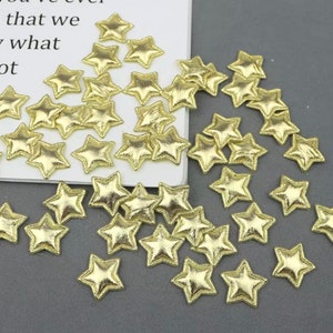 Metallic gold padded fabric stars, 2cm shiny star, craft embellishments, craft supplies