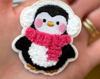 Penguin iron on patch, garment patch, iron on Christmas patch, no sew patches