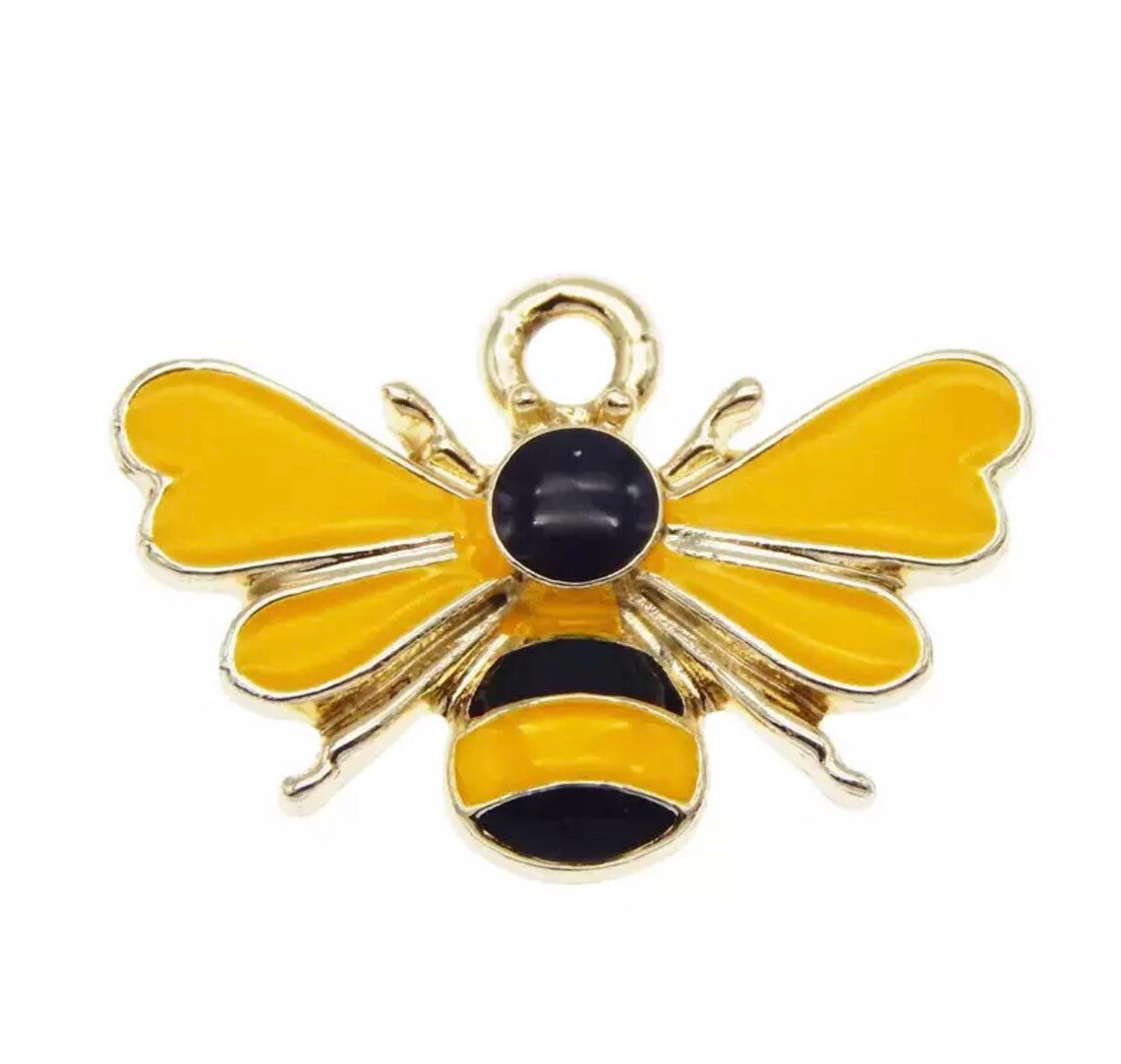 Bee charms 23mm enamel bee charms insect charms bee earring Etsy