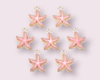 Starfish charms, pink enamel starfish charm,  jewellery making supplies, sea theme charm, jewellery findings, starfish pendant,