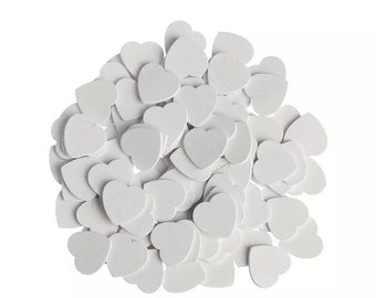 White wooden hearts, 18mm