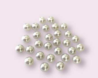 Pale silver half round cabochons, 8mm round flat back embellishments, Matte silver acrylic cabochons, set of 30