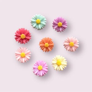Cabochons de fleurs, embellissements de marguerites pastel, cabochon de fleurs en résine de 13 mm, fournitures d'artisanat floral, fleurs à dos plat, fournitures d'artisanat