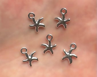 Silver starfish charm, 13mm silver alloy charm, jewellery making supplies, sea themed charms, jewellery findings, jewellery supplies