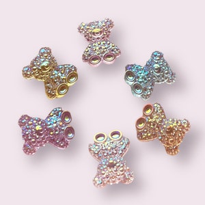 Mini ornements en résine ours en peluche, cabochons artisanaux ours 11 mm, nounours en résine transparente à dos plat scintillant, cabochon animal, lot de 20