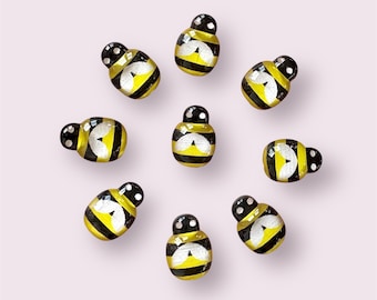 Bee resin cabochons, 13mm yellow bee embellishments, flat back bee, animal craft cabochons, bee embellishments, set of 20