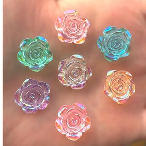 flower cabochons, 15mm resin roses, mixed colours roses, flat back flower embellishments, floral craft cabochon