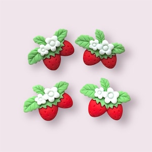 Embellissements en résine de fraise, cabochons de fraise doubles de 24 mm, fraise en résine à dos plat, embellissements de fruits, fournitures de bricolage