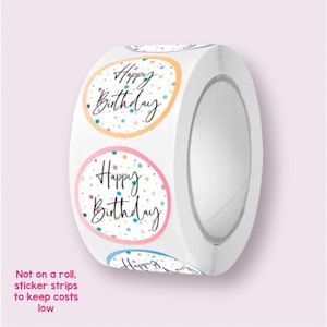 Autocollants d'anniversaire, étiquettes d'anniversaire rondes pastel 25 mm, scellés d'enveloppes, articles de fête, autocollants de sac de fête, autocollant rond en papier,