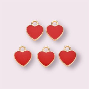 Heart charms, Red enamel heart charm, earring charms, 12mm red heart pendant, jewellery making supplies, jewellery findings,