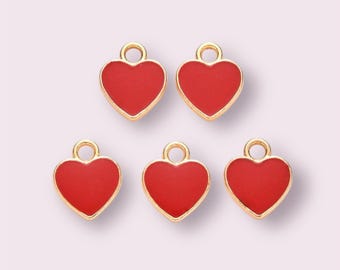 Heart charms, Red enamel heart charm, earring charms, 12mm red heart pendant, jewellery making supplies, jewellery findings,