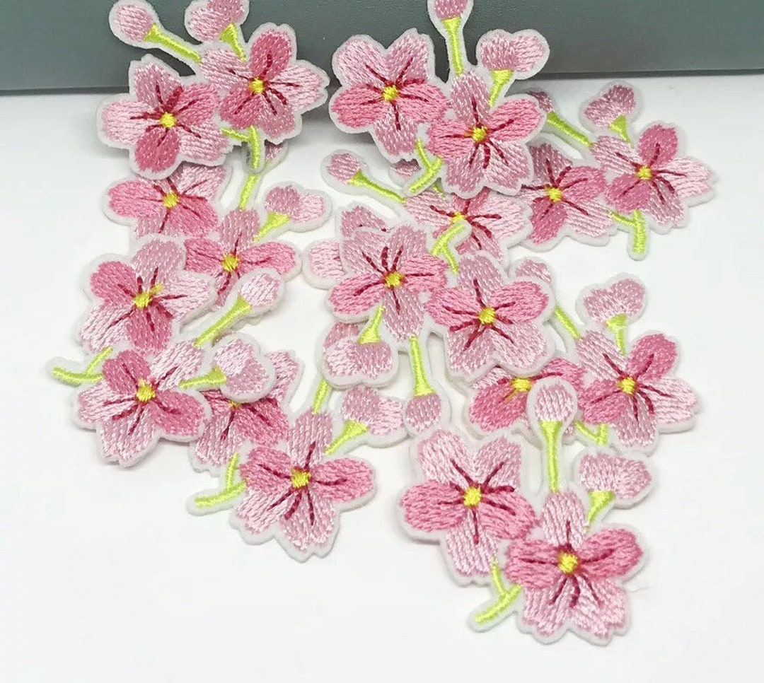 Cherry Blossom Iron-on Patch, Embroidered Flower Applique, Iron-on Flower  Patch, Decorative Patches