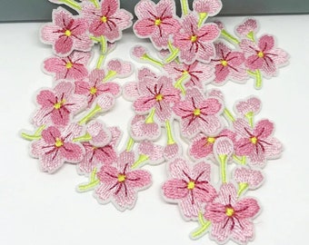 Pink Flower iron on patches x 2