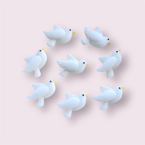 Embellissements en résine blanche d'oiseau, cabochons d'artisanat d'oiseau de 22 mm, oiseaux en résine à dos plat, fournitures d'artisanat mignonnes, cabochon d'animal, lot de 5