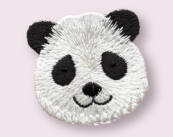 Panda iron on patch, embroidered panda patch, panda appliqué, panda garment patch, sewing supplies, no sew patch, animal patch