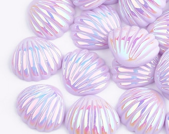 Seashell cabochons, lilac