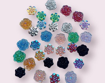 Flower cabochons, mixed size flowers, mixed colour resin flower, flat back flower, craft supplies, stick on flowers, set of 32