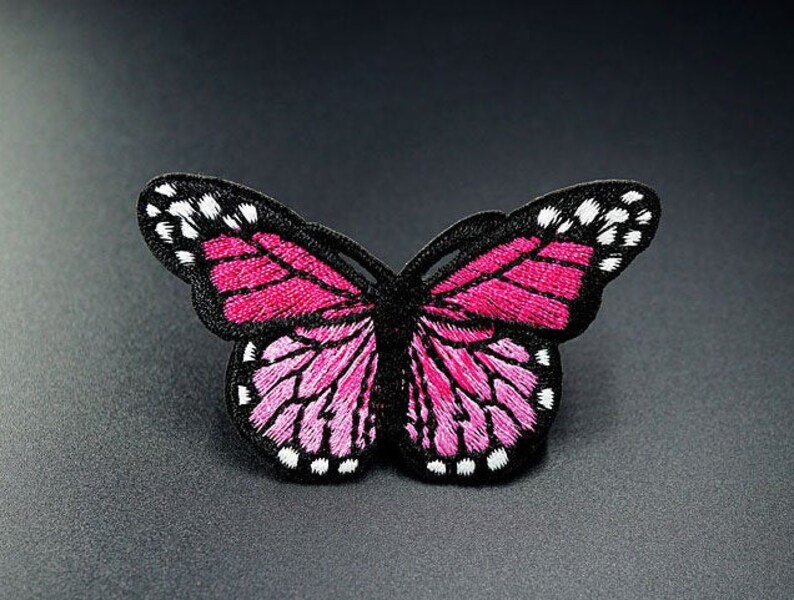 Pink Butterfly Iron on Patch Embroidered 8cm Butterfly Motif Etsy